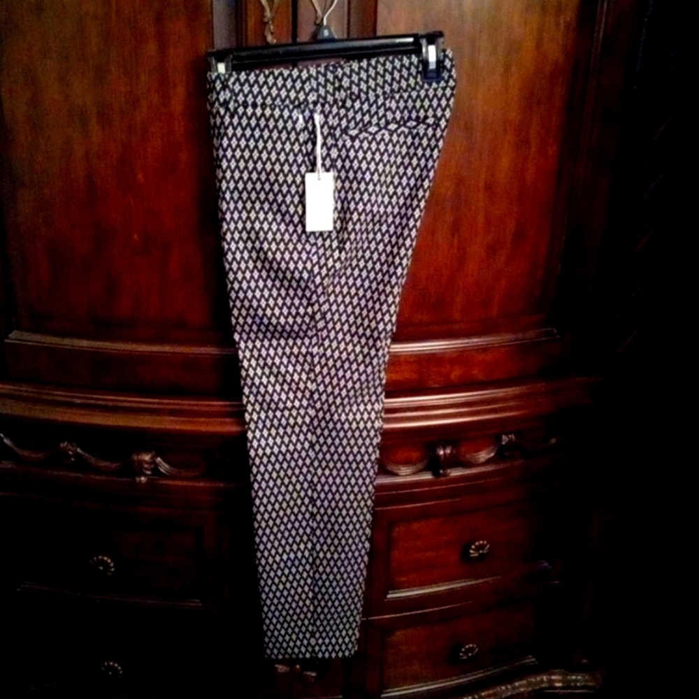 Vintage Kenar Women's Tapered Leg Patterned Low Rise Dress Pants Size 4